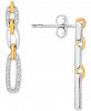 Diamond Link Drop Earrings (1/4 ct. tw) in Sterling Silver & 14K Gold-Plate