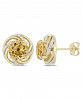 Citrine (3-5/8 ct. t. w. ) and White Topaz (1/4 ct. t. w. ) Swirl Stud Earrings in 18k Yellow Gold Over Sterling Silver