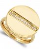 1/8 Ctw Diamond Circle Center Line Ring in 18k Yellow Gold Over Sterling Silver