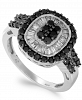 Sterling Silver Black (5/8 ct. t. w. ) and White Diamond (3/8 ct. t. w. ) Ring