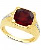 Men's Garnet (5-1/8 ct. t. w. ) & Diamond (1/10 ct. t. w. ) Ring in 18k Gold Over Sterling Silver