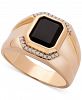 Men's Onyx & Diamond (1/20 ct. t. w. ) Ring in 14k Gold-Plated Sterling Silver