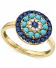 Effy Sapphire (1/2 ct. t. w. ), Turqouise & Diamond (1/20 ct. t. w. ) Statement Ring in 14k Gold