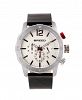 Breed Quartz Manuel Chronograph Silver Genuine Leather Watches 46mm