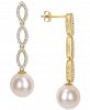 Cultured South Sea Pearl (10mm) & Diamond (1/2 ct. t. w. ) Infinity Linear Drop Earrings in 14k Gold