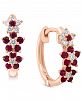Lali Jewels Ruby (3/8 ct. t. w. ) & Diamond (1/8 ct. t. w. ) Small Hoop Earrings in 14k Rose Gold ( Also in Sapphire)