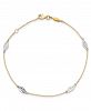 Polished Leaf Anklet in 14k Yellow and White Gold