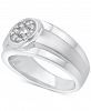 Men's Certified Diamond (1/2 ct. t. w. ) Wide Band Cluster Engagement Ring in 14k White Gold