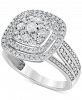 Diamond Halo Cluster Ring (1 ct. t. w. ) in 10k White Gold