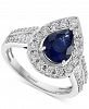 Effy Sapphire (1-5/8 ct. t. w. ) & Diamond (3/8 ct. t. w. ) Teardrop Ring in 14k White Gold