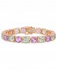Pink Amethyst (19-7/8 ct. t. w. ) and Prasiolite (26 ct. t. w. ) Mosaic Tennis Bracelet in 18k Rose Gold over Sterling Silver