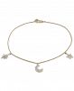 Wrapped Diamond Moon & Stars Charm Ankle Bracelet (1/10 ct. t. w. ) in 10k Gold, Created for Macy's