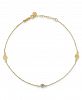 Puff Circle and Disc Anklet in 14k Yellow and White Gold