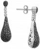 Black Diamond (1/2 ct. t. w. ) & White Diamond Accent Elongated Teardrop Drop Earrings in Sterling Silver
