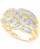 Diamond Baguette Crossover Swirl Statement Ring (2 ct. t. w. ) in 14k Gold
