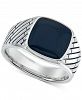 Esquire Men's Jewelry Onyx (12 x 12mm) Ring in Sterling Silver, Created for Macy's