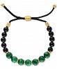 Esquire Men's Jewelry Malachite & Onyx Beaded Bolo Bracelet in 18k Gold-Plated Sterling Silver, Created for Macy's