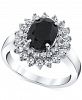Onyx & White Topaz (1-1/4 ct. t. w. ) Halo Ring in Sterling Silver