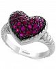 Effy Ruby Cluster Heart Ring (1 ct. t. w. ) in Sterling Silver
