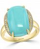 Effy Turquoise (14 x 10mm) & Diamond (1/20 ct. t. w. ) Statement Ring in 14k Gold
