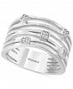 Effy Diamond Multi-Row Statement Ring (1/20 ct. t. w. ) in Sterling Silver
