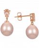 Pink Cultured Freshwater Pearl (8mm) & Morganite (3/4 ct. t. w. ) Drop Earrings in 14k Rose Gold