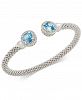 Blue Topaz (4-1/2 ct. t. w. ) & Diamond (1/3 ct. t. w. ) Mesh Cuff Bracelet in Sterling Silver