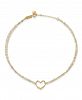 Double Strand Heart Anklet With 1-inch Extension in 14k Gold