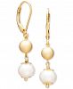 Cultured Freshwater Pearl (8mm) and Gold Beads Earring in 18k Gold over Sterling Silver