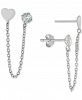 Giani Bernini Cubic Zirconia Heart Double Pierced Chain Drop Earrings in Sterling Silver, Created for Macy's
