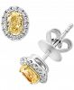 Effy Yellow & White Diamond Oval Halo Stud Earrings (7/8 ct. t. w. ) in 18k Gold & White Gold
