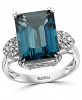 Effy London Blue Topaz (8-1/10 ct. t. w. ) & Diamond (1/10 ct. t. w. ) Statement Ring in 14k White Gold