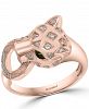 Effy Diamond (1/6 ct. t. w. ) & Tsavorite Accent Panther Statement Ring in 14k Rose Gold-Plated Sterling Silver