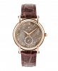 Jacques Du Manoir Ladies' Brown Genuine Leather Strap with Rose Goldtone Case with Mother of Pearl Dial and Diamond Sub Dial, 36mm