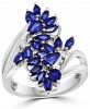 Effy Sapphire (2-5/8 ct. t. w. ) & Diamond (1/10 ct. t. w. ) Flower Ring in 14k White Gold