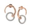 Charriol White Topaz Two-Tone Circle Cable Drop Earrings in Pvd Stainless Steel and Rose Gold-Tone