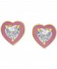 Giani Bernini Cubic Zirconia Pink Enamel Heart Stud Earrings, Created for Macy's