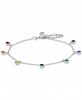Rainbow Crystal Dangle Link Bracelet in Sterling Silver