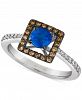 Le Vian Chocolatier Blueberry Sapphire (5/8 ct. t. w. ) & Diamond (1/4 ct. t. w. ) Square Halo Ring in 14k White Gold