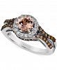 Le Vian Peach Morganite (1/2 ct. t. w. ) & Diamond (5/8 ct. t. w. ) Halo Ring in 14k White Gold