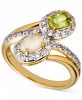 Opal (1/4 ct. t. w. ), Peridot (3/8 ct. t. w. ) & White Topaz (5/8 ct. t. w. ) Halo Bypass Ring in 14k Gold-Plated Sterling Silver