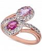 Pink Amethyst (3/8 ct. t. w. ), Rhodolite (1/2 ct. t. w. ) & White Topaz (5/8 ct. t. w. ) Bypass Ring in 14k Rose Gold-Plated Sterling Silver (Also in Morganite/Garnet)