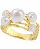 Cultured Freshwater Pearl (4- 7-1/2mm) Cluster Openwork Ring in Yellow Rhodium-Plated Sterling Silver