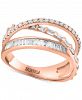 Effy Diamond Baguette & Round Crossover Statement Ring (5/8 ct. t. w. ) in 14k Rose Gold