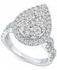 Diamond Halo Pear Cluster Engagement Ring (2 ct. t. w. ) in 14k White Gold