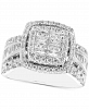 Diamond Princess Quad Cluster Halo Ring (2 ct. t. w. ) in 14k White Gold
