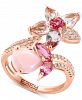 Effy Multi-Gemstone (3-1/2 ct. t. w. ) & Diamond (1/5 ct. t. w. ) Flower Bypass Ring in 14k Rose Gold