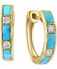 Effy Turquoise & Diamond (1/8 ct. t. w. ) Hoop Earrings in 14k Gold