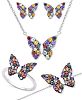 Multi Gemstone Butterfly Statement Ring Earrings Necklace Bracelet Jewelry Collection In Sterling Silver