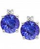 Sapphire (3/4 ct. t. w. ) & Diamond Accent Stud Earrings in 14k White Gold (Also in Emerald, Ruby, & Tanzanite)